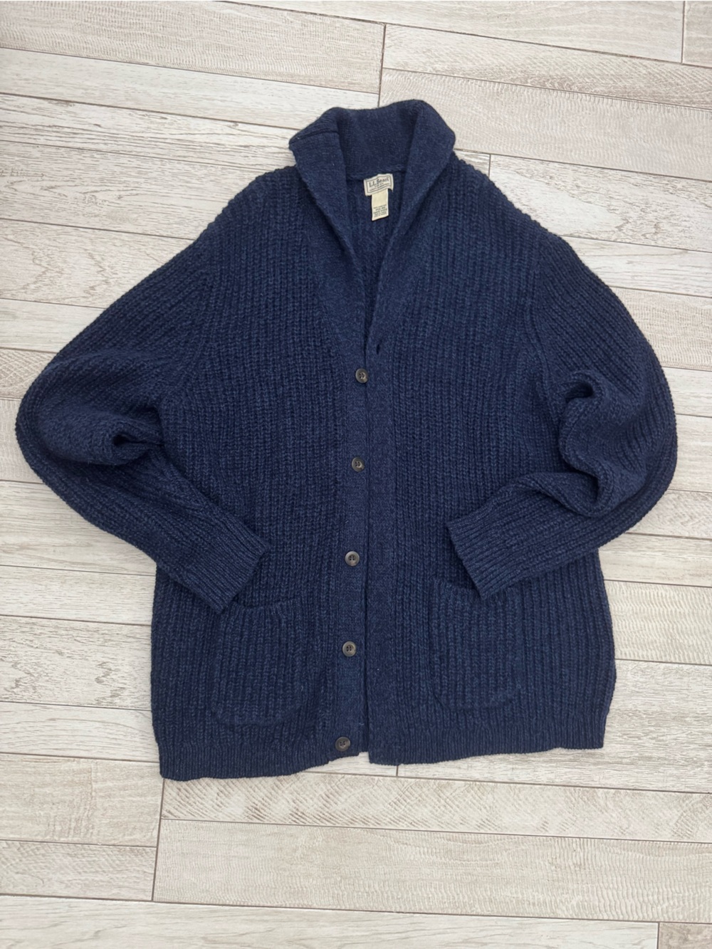 L.L.Bean Classic Ragg Wool Sweater Cardigan